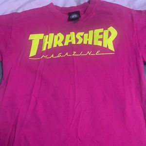 Pink and yellow thrasher shirt